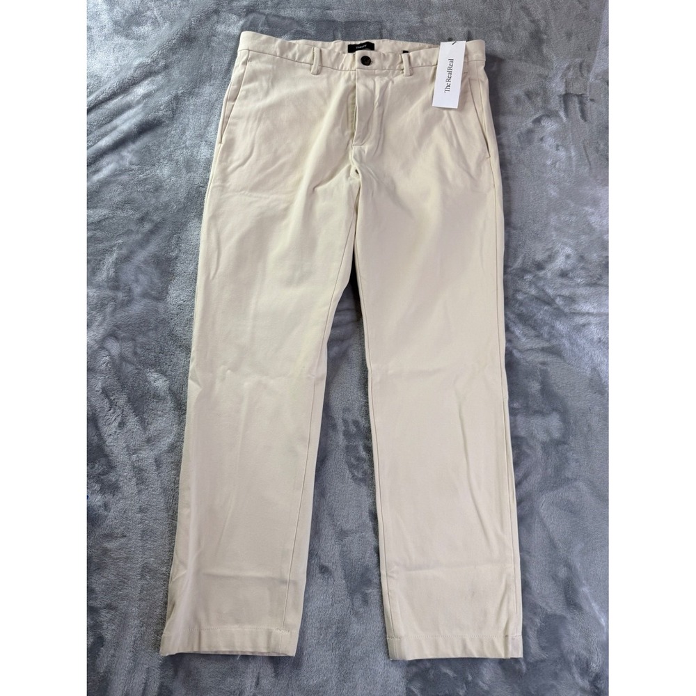 Theory Mens 34 Chino Pants Beige Khaki Flat Front Straight Leg Trousers